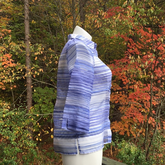 Sheer blue striped button down size 10 - Picture 5 of 6